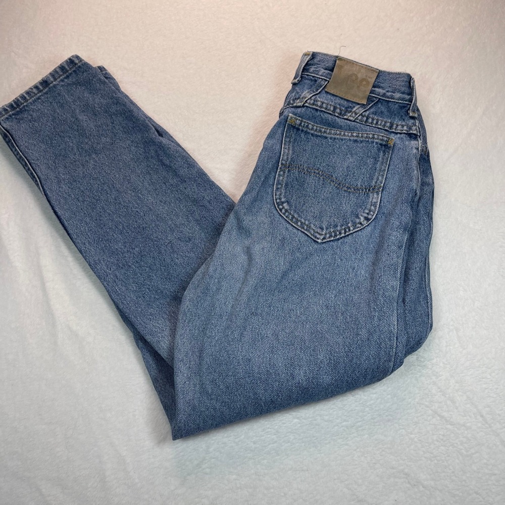Lee Mom Jeans Women 10 MED Blue Vintage High Waisted Tapered Leg 90s Denim